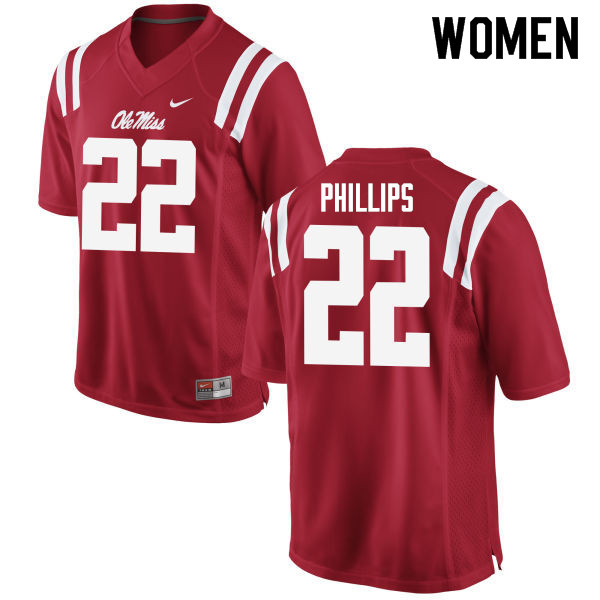 Scottie Phillips Ole Miss Rebels NCAA Women's Red #22 Stitched Limited College Football Jersey NQK5258IC